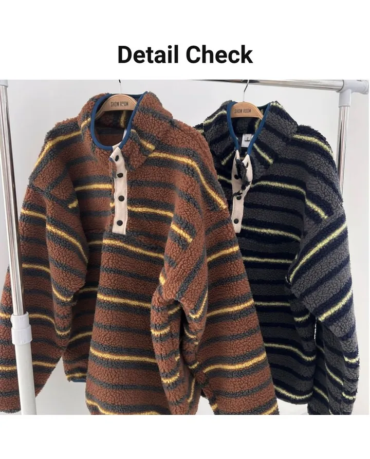 [왕오버핏💚/뽀글이]오버핏 단추 양털 아노락 2color 상세 이미지 12