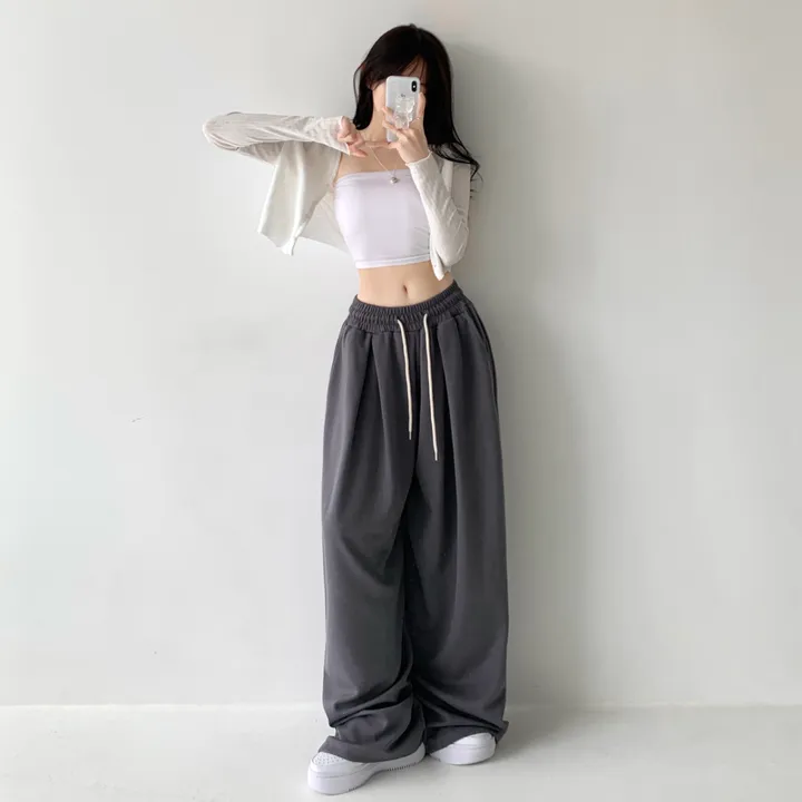 키작녀ver추가❤[하체커버,힙한핏🖤/사이드핀턱] 윈드 허리 밴딩 앞핀턱 사이드핀턱 밴딩 와이드 하이웨스트 로우라이즈 트레이닝 팬츠 바지 키작녀 키큰녀 하비추천 상세 이미지 21