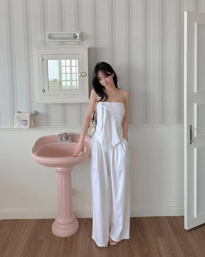 SET)튜브탑 밴딩와이드팬츠 투피스세트 상세 이미지 11
