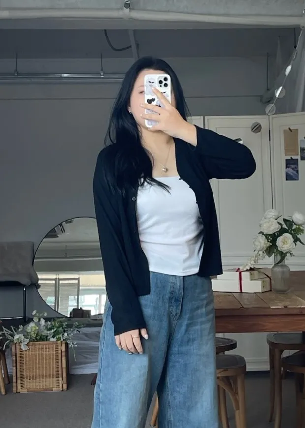 [2사이즈] 색감굿@ 가디건 브이넥 레이어드 여리핏 빅사이즈 크롭 봄옷  통통 베이직 꾸안꾸 상세 이미지 51