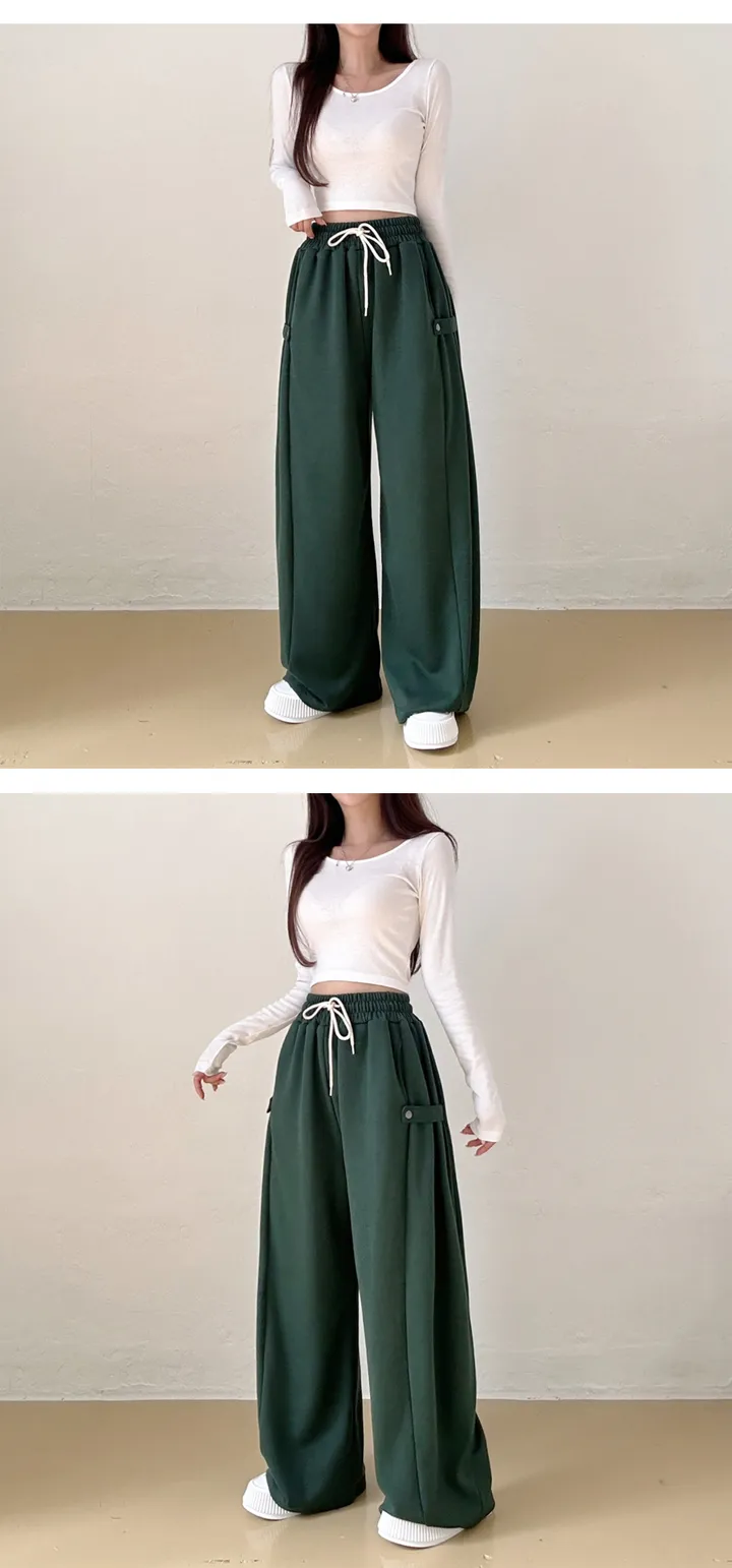 기모추가 *9col*[힙데일리🖤/숏,롱/하체완벽커버!] 골반업 비조 사이드 스냅 하이웨스트 트레이닝 와이드 팬츠 상세 이미지 32