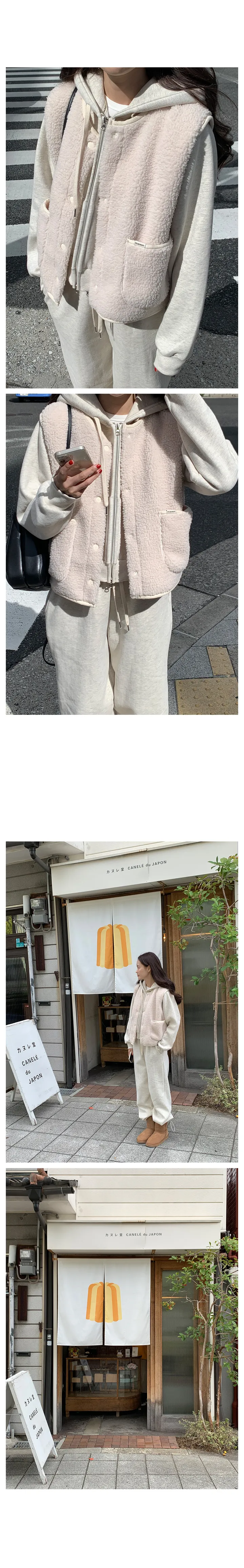 [RE:MOMENT/아이보리 당일발송] made. 포그 후리스 베스트 상세 이미지 14