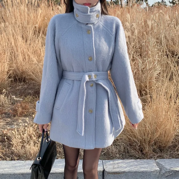 [ 인스타폭주/ wool 60% ] 헤이즐 하이넥 하프 울 누빔 코트 상세 이미지 23