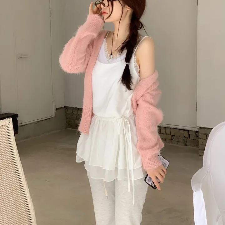 [캡내장O/스판좋아요/부드러워요]메이디 레이스 레이어드 슬림핏 슬리브리스 골지 캡나시 3color 상세 이미지 56