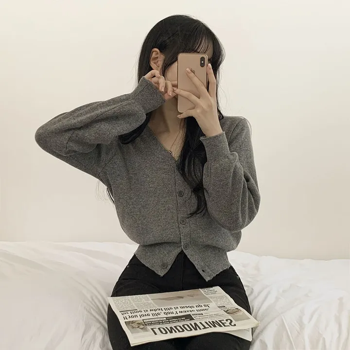 [팔뚝살커버!] 허리잘록~ 포근 브이넥 데일리 브이넥 아방핏 니트가디건 상세 이미지 17