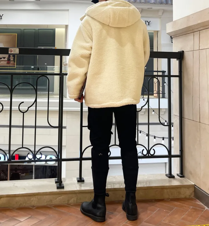 덤블 헤비 양털 패딩 오버핏 투웨이 스트링 후리스 뽀글이 후드 집업 자켓 점퍼 상세 이미지 109