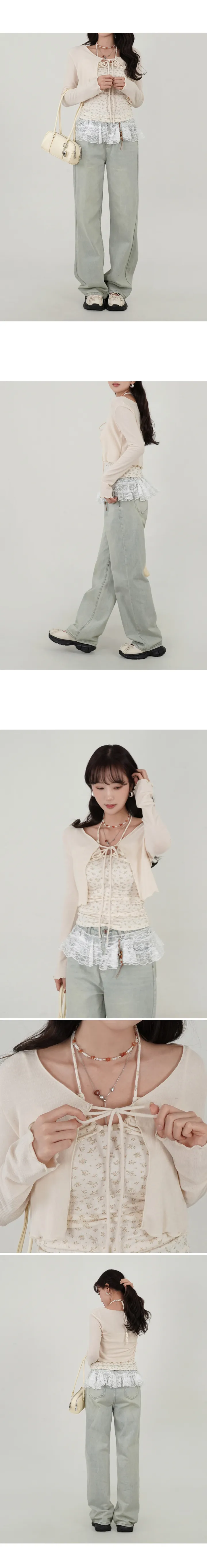 [3C/나시세트] 쁘띠 패턴 나시 레이어드 가디건 세트 가디건세트 나시세트 레이어드나시 휴양지룩 투피스 셋업 상세 이미지 5