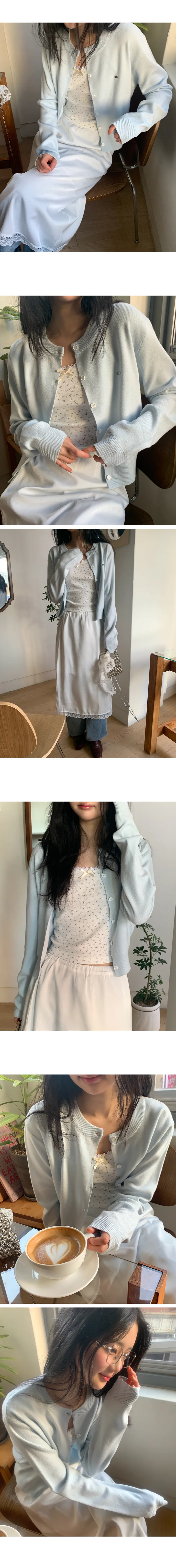 [블루당일/인기폭주🌸/레이어드/촉감굿/부드러워요!] 알퐁소 여리핏 버튼 라운드 긴팔 니트 가디건 상세 이미지 5