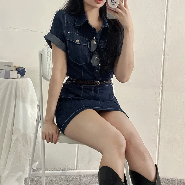 [남방+스커트 SET] 스킬 데님 반팔 남방 셔츠 + 데님 카고 스커트 투피스 세트 (단품or세트구매/2color) 상세 이미지 26