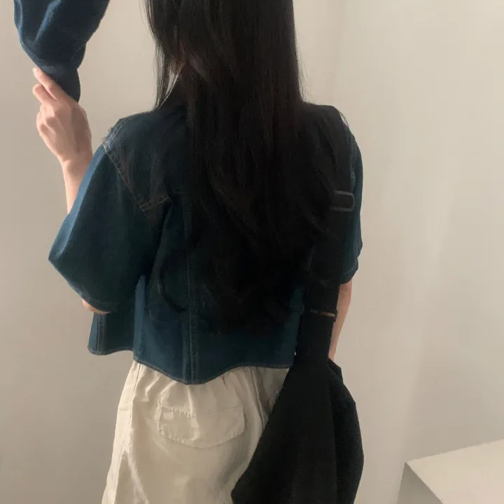 [데일리/청순무드(＊’͜’ )] 봄웨더 반팔 데님 크롭 청자켓 - 3color 상세 이미지 37
