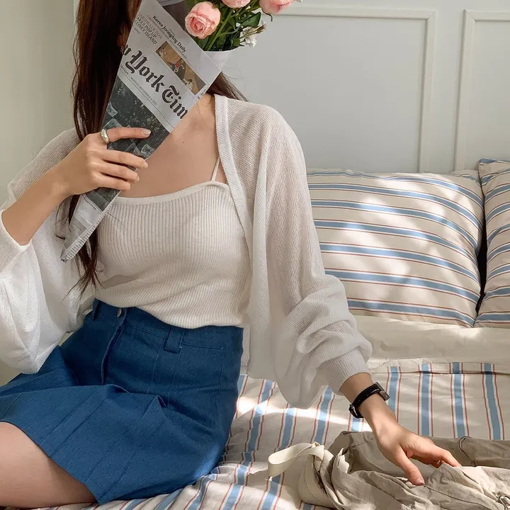 [여름SALE/핏보장/살안타템] 여름용 크롭 그물 네트 볼레로 가디건 얇은 니트 시스루 햇빛차단 체형커버 간절기 오버핏 부유방커버 장마룩 살탐방지 휴양지룩 레이어드 - 4color 상세 이미지 44