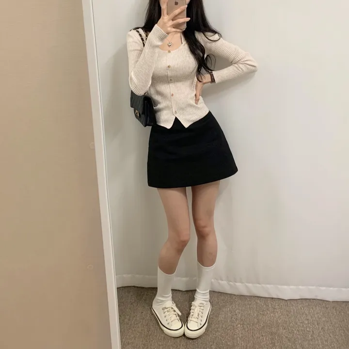 [벨트 SET] 미우 베이직 미니스커트 / 치마 속바지O 데이트룩 하객룩 나들이룩 모던 봄 스커트 미니멀 상세 이미지 18