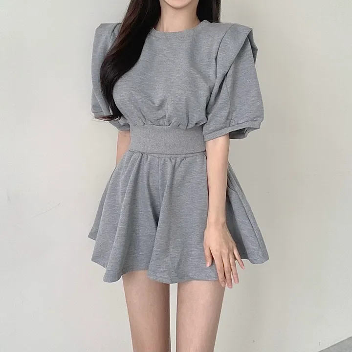 [치마바지/상하의SET] 로로 퍼프소매 반팔맨투맨 + 치마바지 투피스set 상세 이미지 8