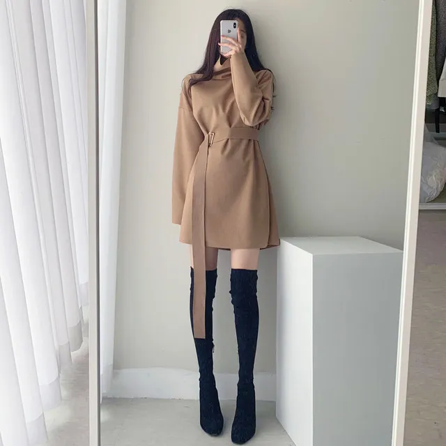 A라인 슬림 롱 플레어 더블 버튼 울코트 블랙 베이지 상세 이미지 24