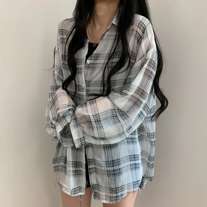 [장마철&휴가철] 은은한 시스루 루즈핏 체크남방,셔츠;2col 상세 이미지 25