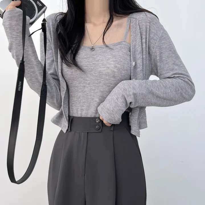 [set] 손등을 덮는 여리함 나시가디건 상세 이미지 6