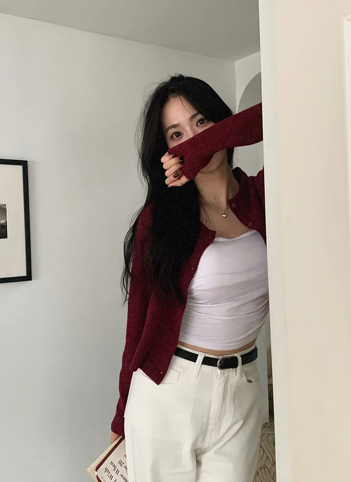 1+1할인🐰[루즈핏🤍] 베리 골지 라운드넥 가디건 상세 이미지 12