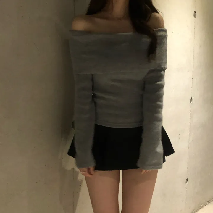+특가할인✨ [봄신상/팔뚝살소멸핏] 기본충실! 로제 오프숄더 슬림 니트 긴팔 티셔츠 knit (*핏,컬러완벽 *흘러내림X) 상세 이미지 60