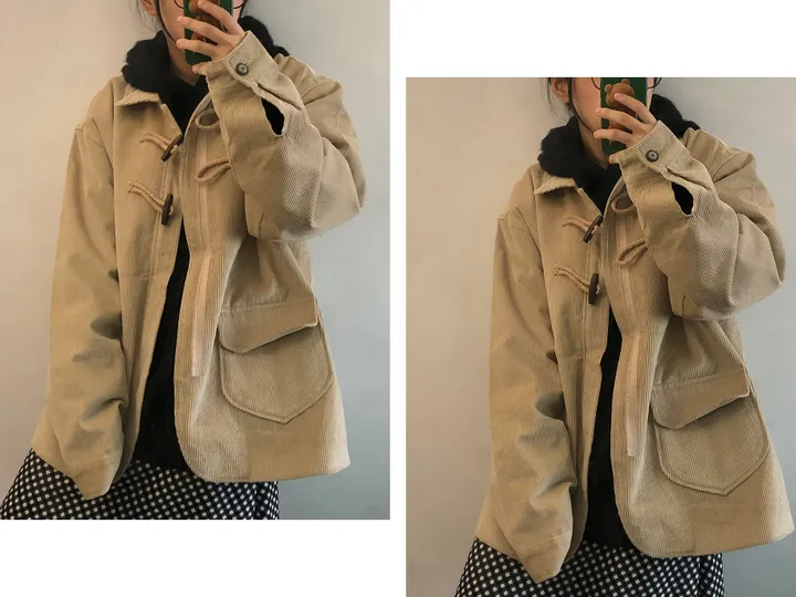 [UNISEX/남녀공용] 골덴 코듀로이 루즈핏 카라 떡볶이 코트 자켓 (3color) 상세 이미지 25