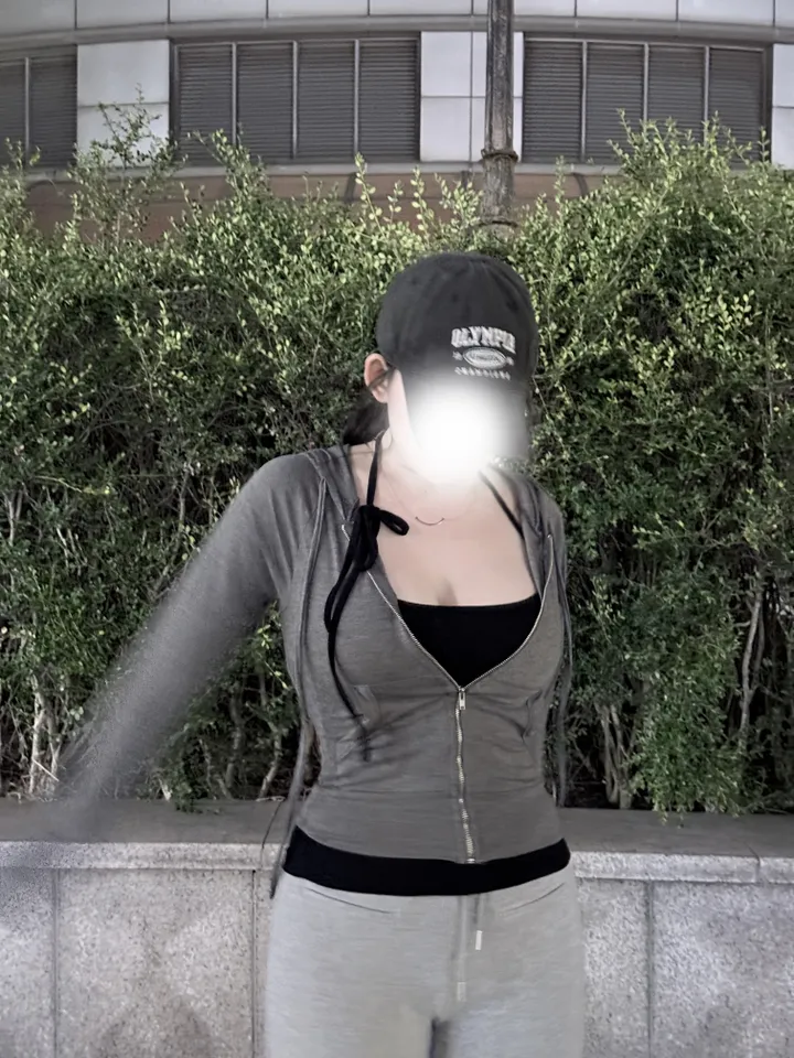 *집앞꾸안꾸* 리치 슬림핏 후드집업 4color/ 허얇골넓 크롭후드집업 여름후드 여름후드집업 봄아우터 봄후드 허리라인 상세 이미지 13