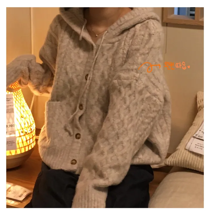 [포근한 무드] 폭닥 니트 후드 가디건 (2 color) 상세 이미지 5