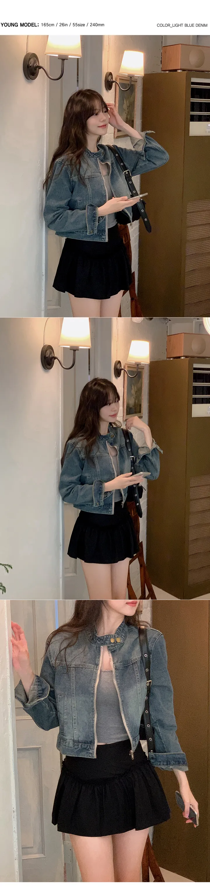 [봄옷][얼리스프링]스프링 모노 워싱 크롭 데님 자켓(2color) 상세 이미지 5
