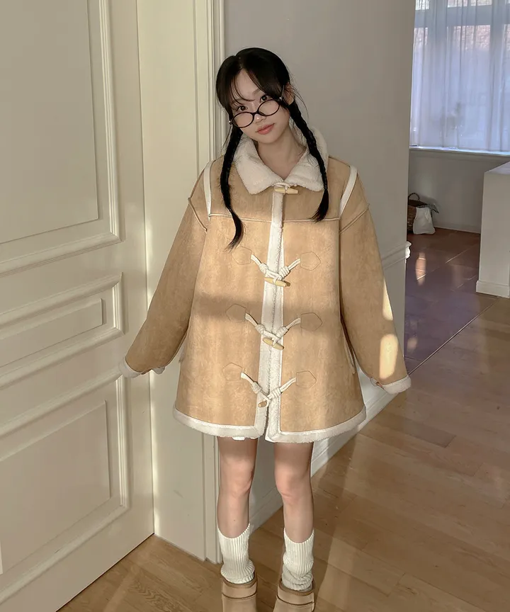 [최저가💗떡볶이코트🤎] 멘지 스웨이드 양털 하프 떡볶이 코트 겨울 / 연말룩 크리스마스 겨울아우터 겨울코트 양털자켓 패딩 뮤잉 상세 이미지 5