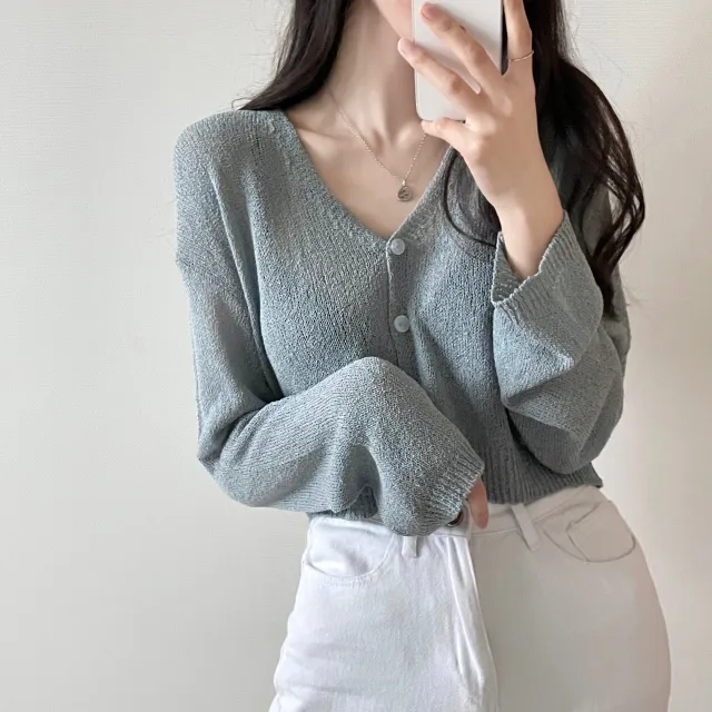 (5color)피넛 썸머 크롭 브이넥 가디건 상세 이미지 26