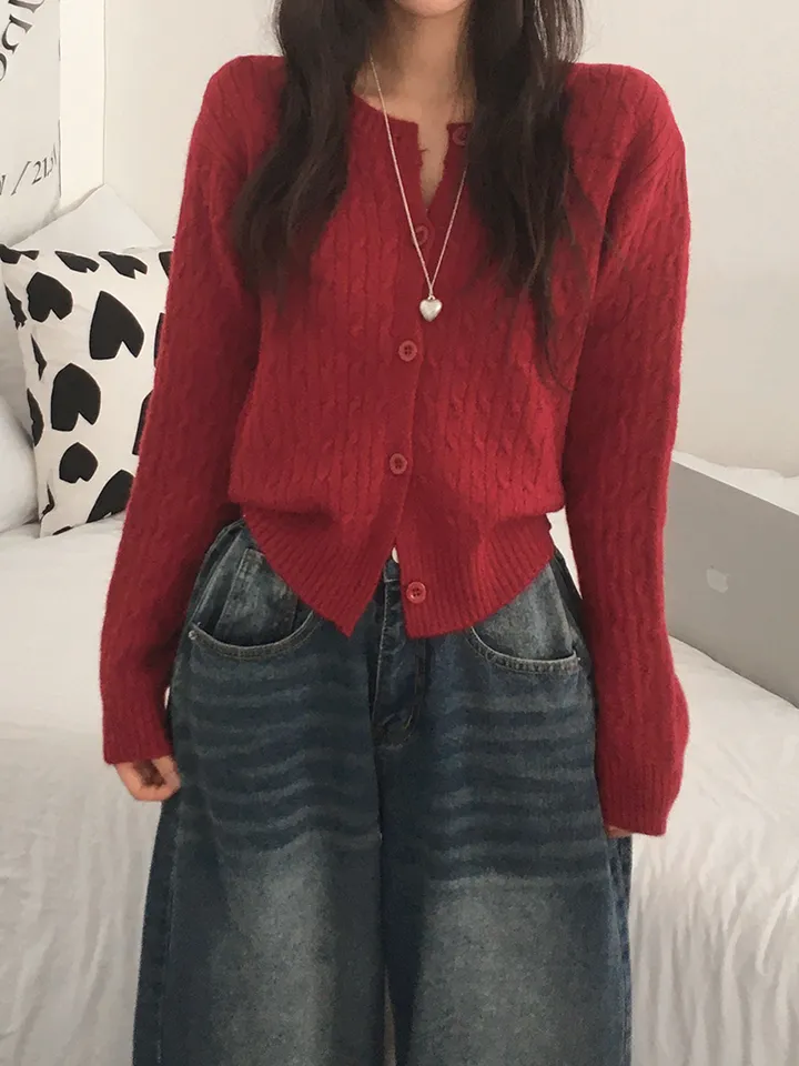 [전컬러입고!/고퀄!후기극찬❣️폭닥 케이블 꽈배기 단추니트가디건 여유핏!] 피오케이블꽈니트가디건 상세 이미지 12