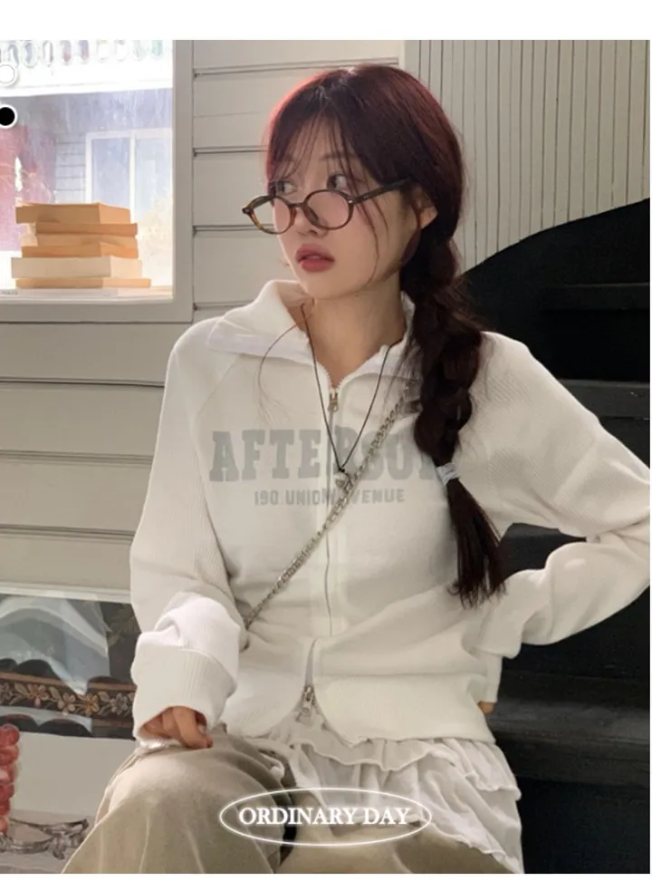 [기모원단ෆ투지퍼]토미 빈티지 레터링 프린팅 나그랑 투웨이 하이넥 카라넥 시보리 집업 점퍼 2color 상세 이미지 16
