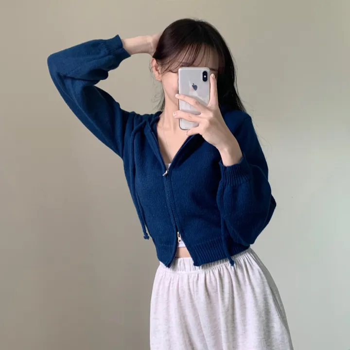 [아방핏🌈/7color] 레인보우 도톰 투웨이 크롭 니트 후드집업 가디건 도톰가디건 가디건 상세 이미지 14
