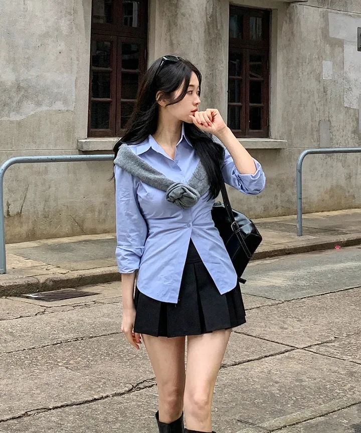 [귀욤아방핏🤎완전강츄] 하이넥 하프 숏 트렌치코트 오버핏 루즈핏 A라인 케이프 바바리 자켓 야상 점퍼 봄 가을 간절기 아우터 데일리룩 2COL 상세 이미지 23