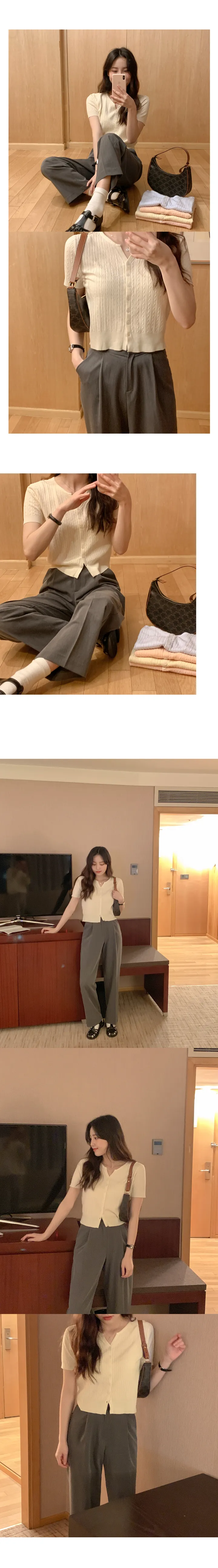 [기획]폰트 케이블 반팔 니트 가디건 (5color) 상세 이미지 13
