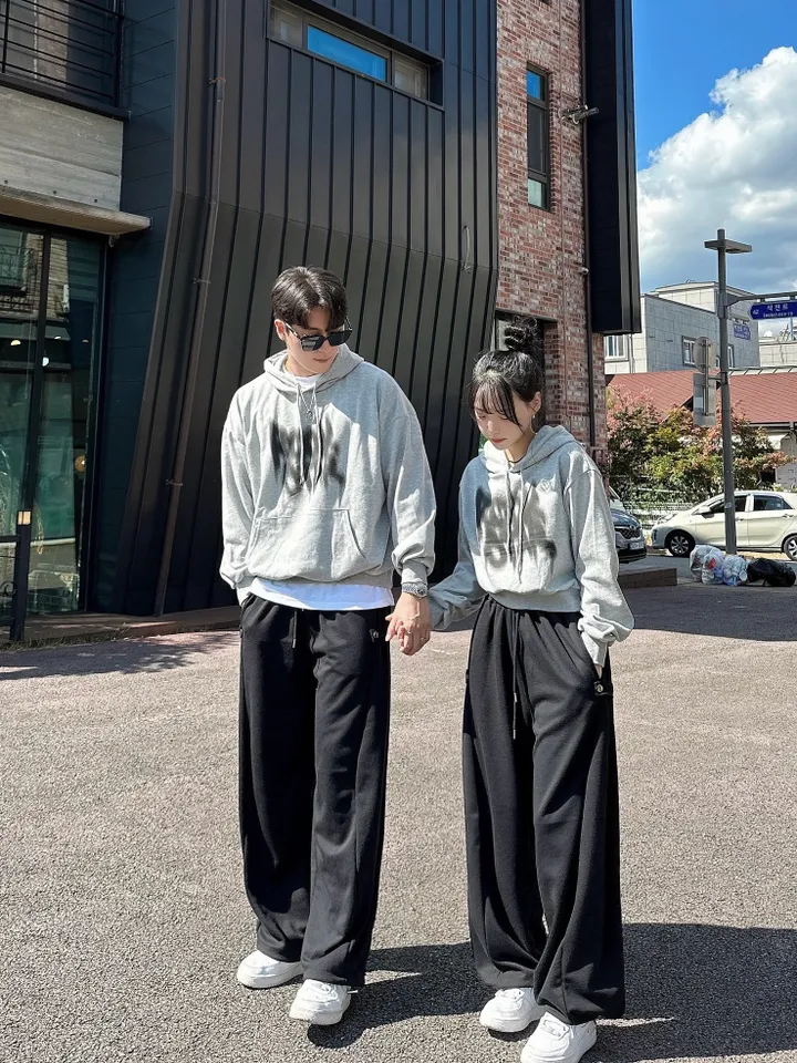 2사이즈/8컬러 커플 후드티 크롭 후드 남녀공용 오버핏 후드티 사이드 스냅 벌룬 팬츠 와이드 스트릿 긴팔 커플티 봄 가을 커플룩 시밀러룩 힙무드 루즈핏 꾸안꾸 트레이닝 세트 락스타 상세 이미지 47