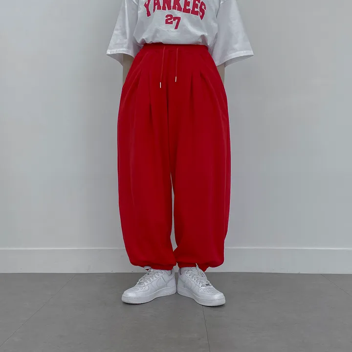 [우체국🚀/오늘출발/❤주문폭주❤/unisex/빅사이즈] 더블 핀턱 와이드 밴딩 조거 트레이닝 팬츠 4colors 상세 이미지 1