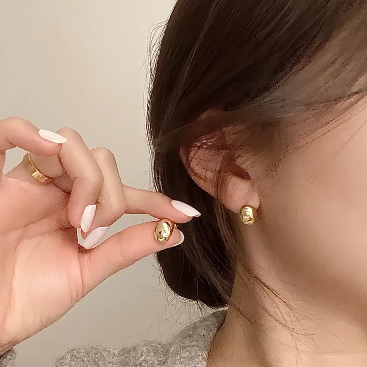 ❤️각인펜증정❤️ 925은침 크릿 빈 볼드 귀걸이 925실버도금 상세 이미지 3