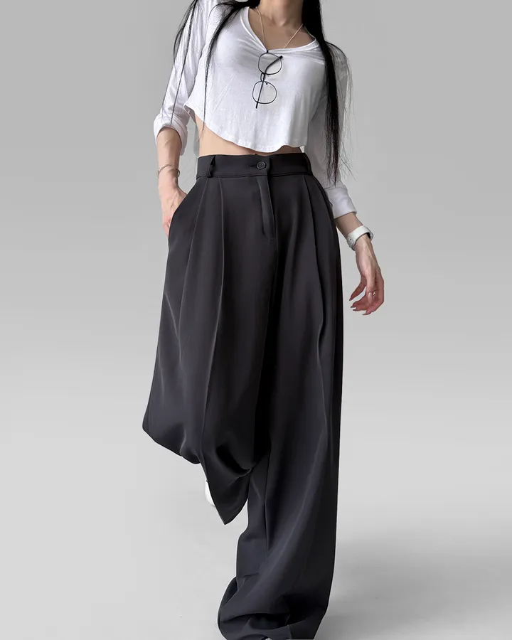 [4계절템/숏,롱/~2XL] 올리브유 메가 통 와이드 더블 핀턱 사계절 슬랙스 상세 이미지 73