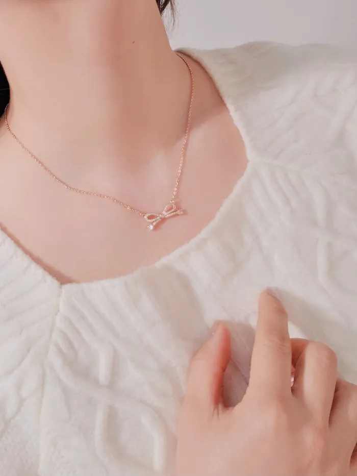 [✨럭셔리/고퀄리티💖] 트윙클 엘레강스 리본 써지컬스틸 큐빅 레이어드 트위스트 목걸이 상세 이미지 42