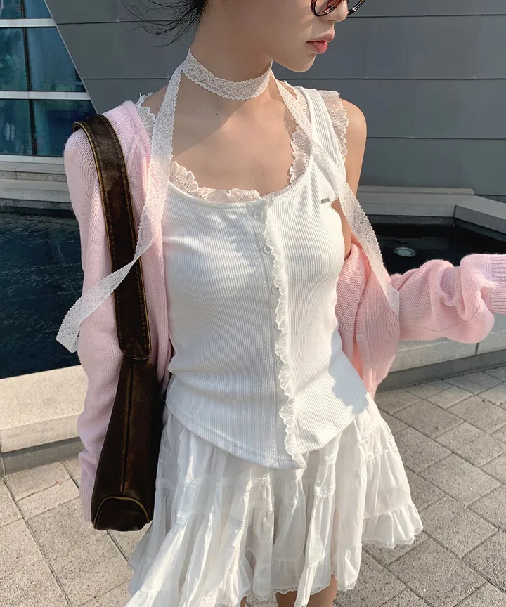 [데일리🫧벚꽃룩] 부코 펜던트 브이넥 니트 가디건 봄 가을 / 벚꽃룩 개강룩 데이트룩 여름가디건 여름니트 클래식블랑 상세 이미지 35