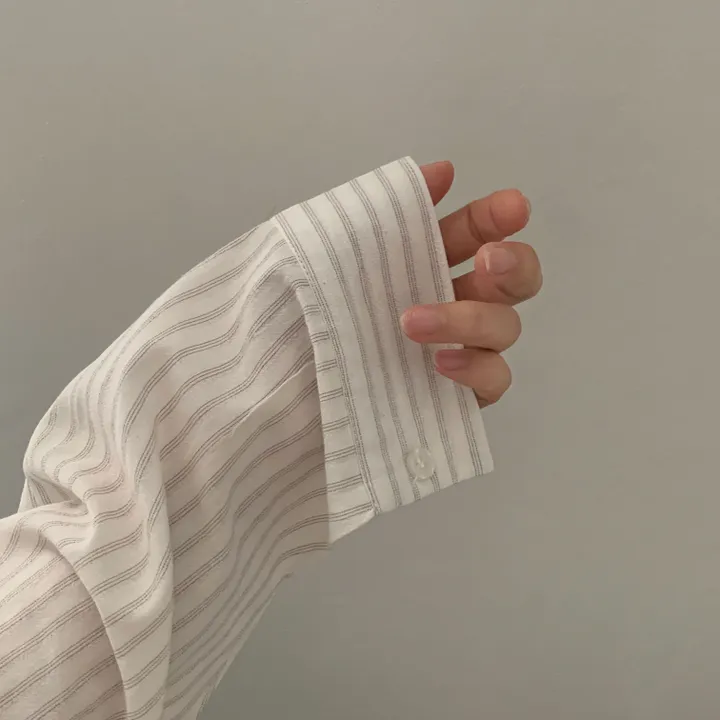 [한여름까지~/오버핏✨] 허니 스트라이프 코튼 포켓 오버핏 셔츠,남방 - 3color 상세 이미지 6