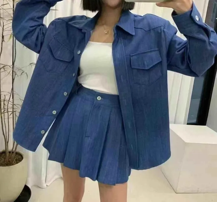 데님 셔츠치마 세트 상세 이미지 1