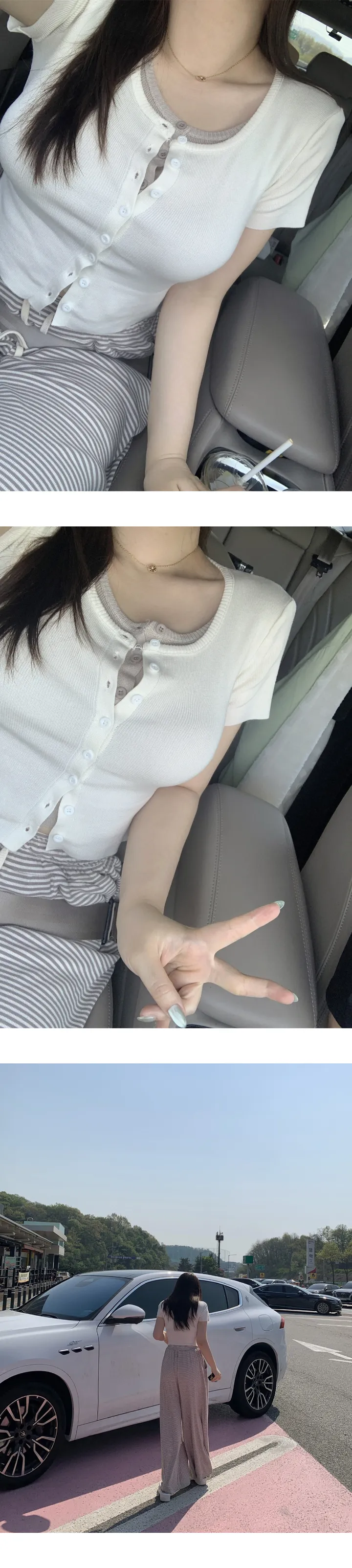 [44-99size]실눈 스트라이프 커버 셔링 와이드 팬츠 3color 상세 이미지 12