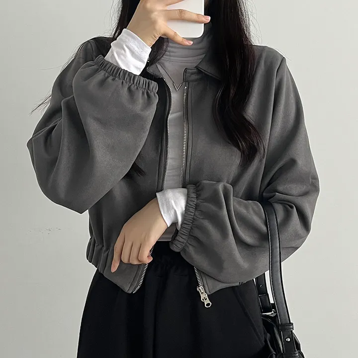 [봄재진행! *투웨이집업/빠른배송🤎스웨이드자켓,세무자켓,크롭아방핏 봄신상] 스웨이드투웨이점퍼 상세 이미지 11