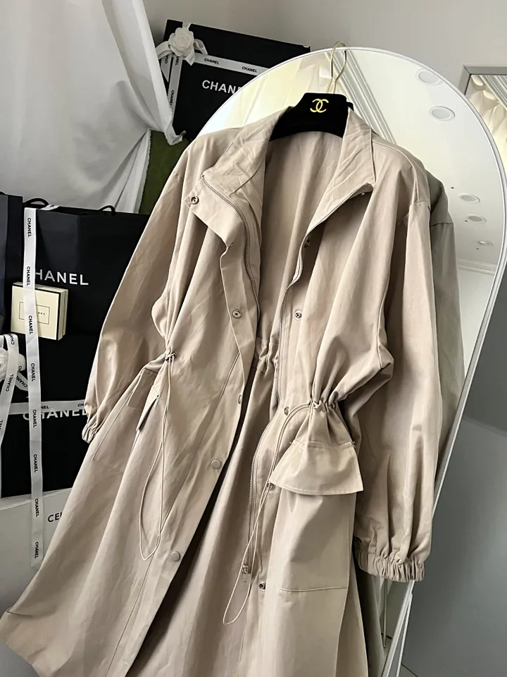 [⚡️당일출고⚡️/*남은수량마지막*] 휘뚜루마뚜루 데일리 허리 스트링 카라넥 롱 트렌치 코트 상세 이미지 10