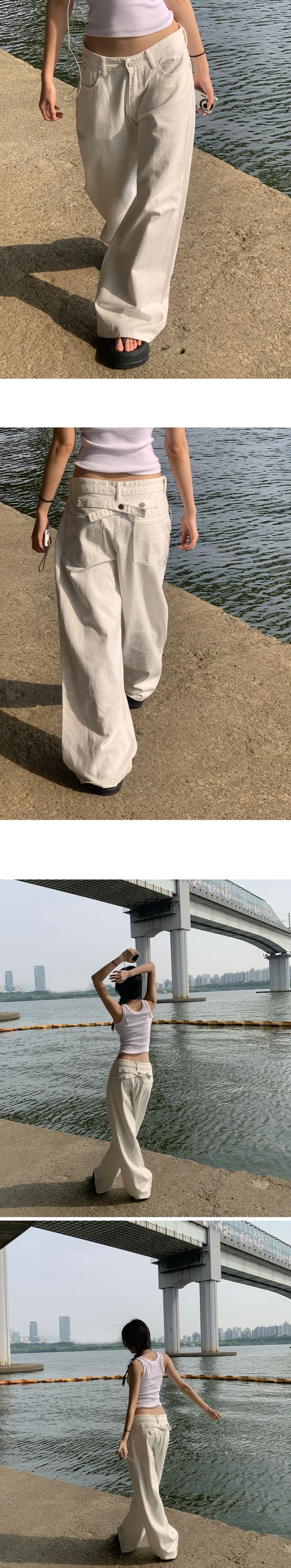 [꼭소장/모델극찬🖤/재진행] 요물팬츠 3버튼 조절 세미 와이드 팬츠 - 2color 상세 이미지 4