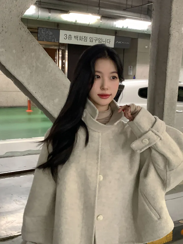[울100/made💫] 세린 하이넥 나그랑 핸드메이드 숏코트 상세 이미지 9