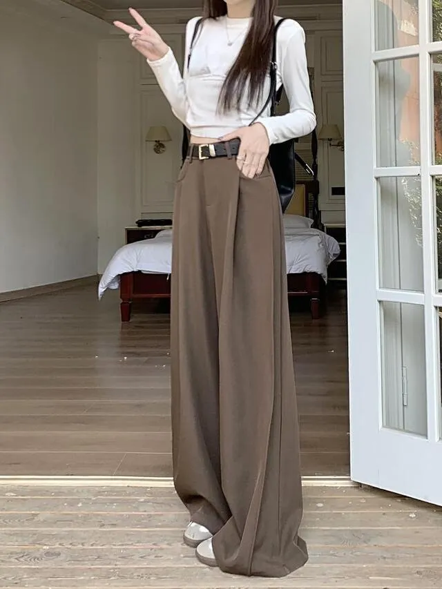 [S~4XL] 짐빔 와이드팬츠 여리여리핏 투핀턱 슬랙스 뒷밴딩 맥시 와이드 핀턱 봄 여름 슬랙스 밴딩팬츠 빅사이즈 정장바지 루즈핏 하이웨스트 상세 이미지 8