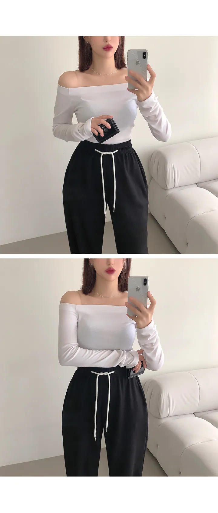 [인생컬러/여리핏] 우프 오프숄더 슬림핏 긴팔 티셔츠 봄티셔츠 봄신상 봄옷 가을티셔츠 가을옷 가을신상 상세 이미지 11