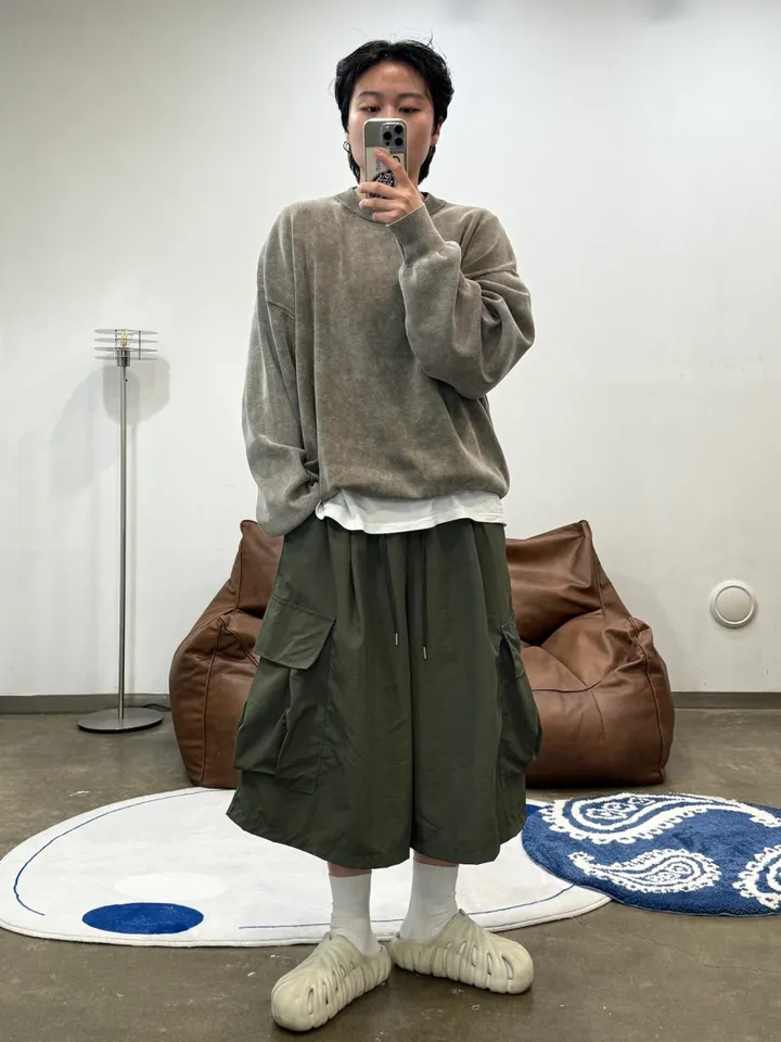 (누적 1000장)(4COLOR) 빅포켓 나일론 8부 카고팬츠 (카고반바지, 여름반바지, 8부팬츠, 와이드반바지, 카고하프팬츠, 나일론팬츠) 상세 이미지 10