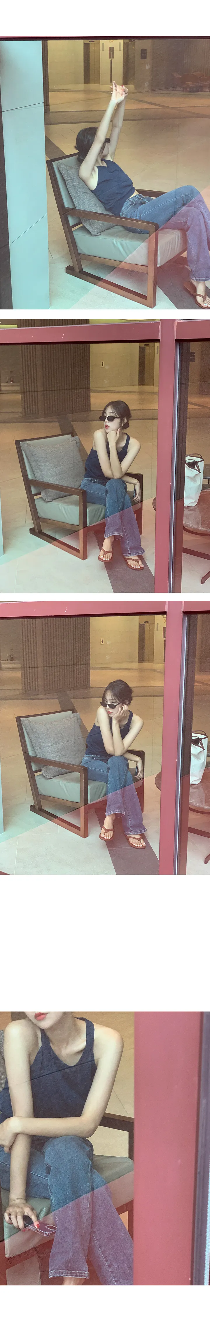 [MADE/누적7천장/일부당일/뉴컬러추가!!] 오마쥬 린넨 백슬릿 홀터넥 니트 나시 슬리브리스 상세 이미지 7